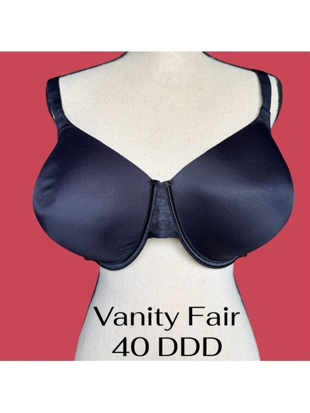 Vanity Fair Smoothing Back Underwire Bra in black. 40DDD. 3 Hook. Like new! EUC! - Picture 6 of 9